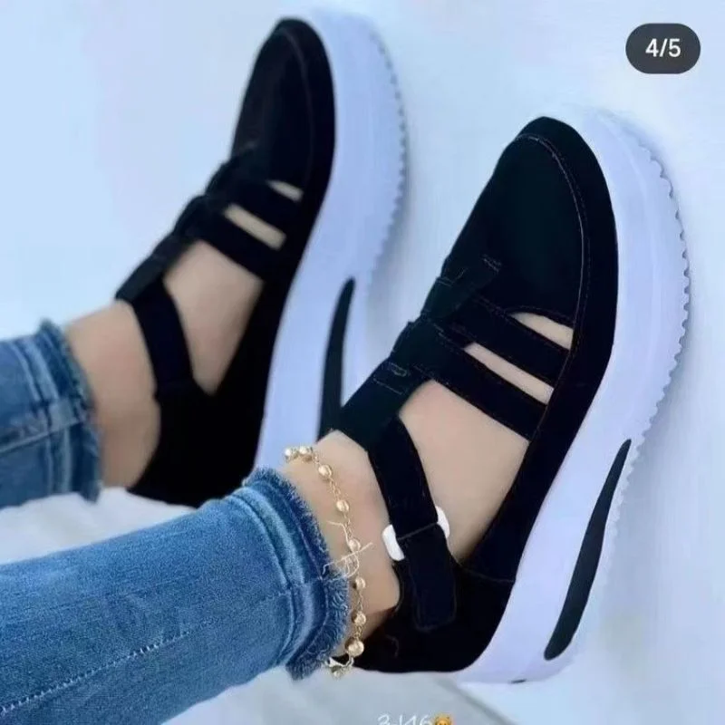 Tanguoant Tanguoant 2023 New Plus-Size Women's Platform Hollow-Out Sports Casual Shoes Round Head Polyurethane Sole