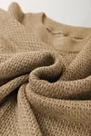 Women's Straw Yellow Brushed Cashmere Round Neck Casual Fitted Sweater