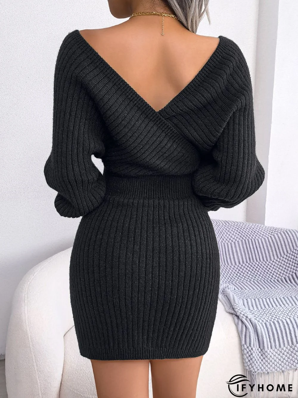 V Neck Off Shoulder Mini Dress | IFYHOME