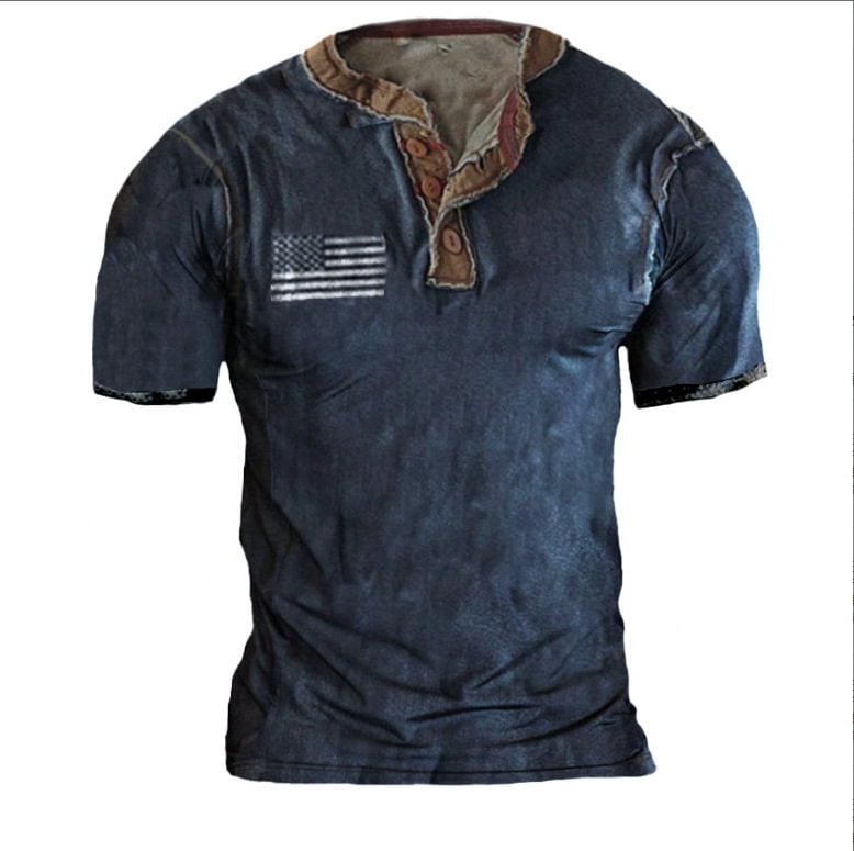 Men's Casual Blue Short Sleeve Polo Shirt
