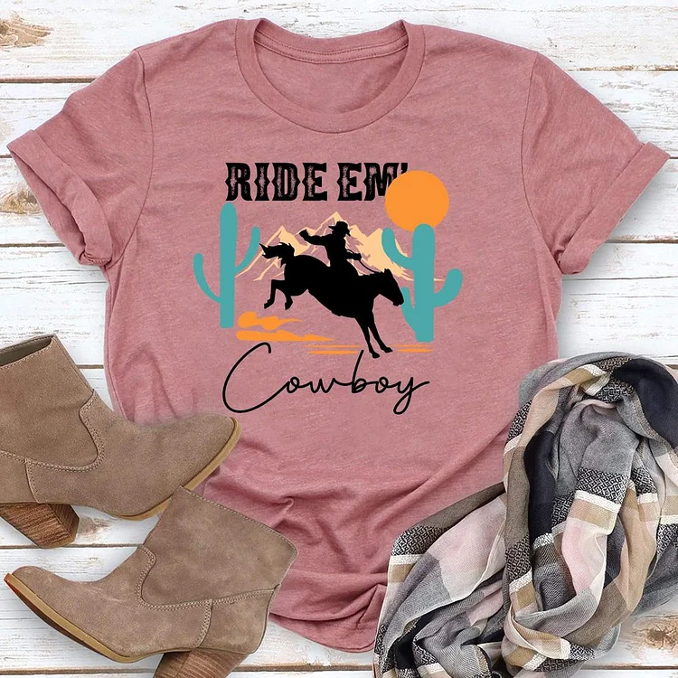 Cow boy Western style T-Shirt Tee -05785-Annaletters
