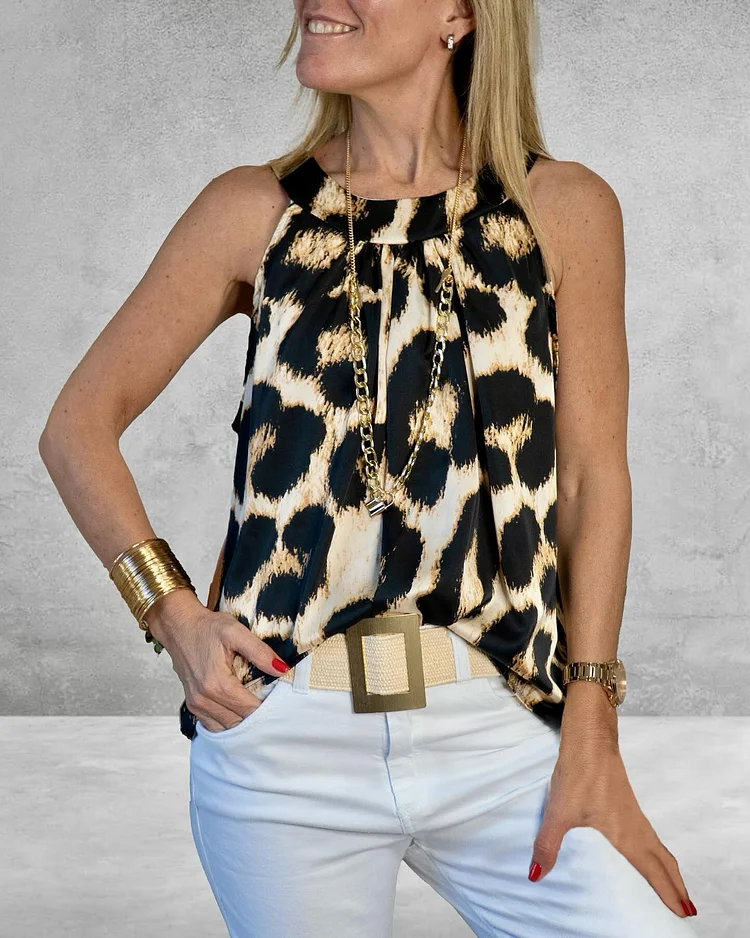 Halter Leopard Print Tunic Top VangoghDress