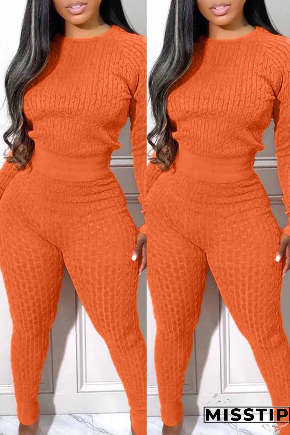 Rose Red Fashion Casual Solid Patchwork O Neck Long Sleeve Two Pieces