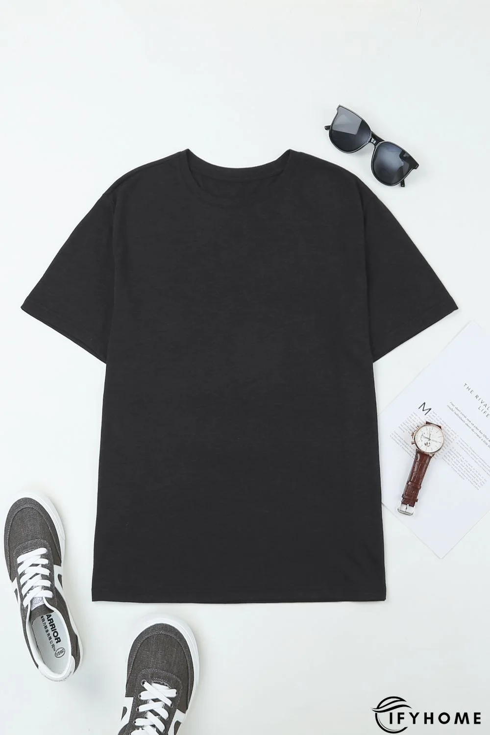 Gray Solid Basic Crewneck Short Sleeve Men\'s T-shirt | IFYHOME