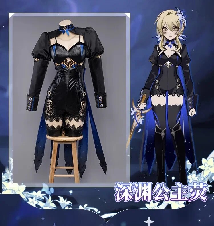 [Wetrose] In Stock Lumine Abyss Princess Genshin Impact Cosplay Costume  Hotaru Taveler Fanart Doujin Wig Full Set