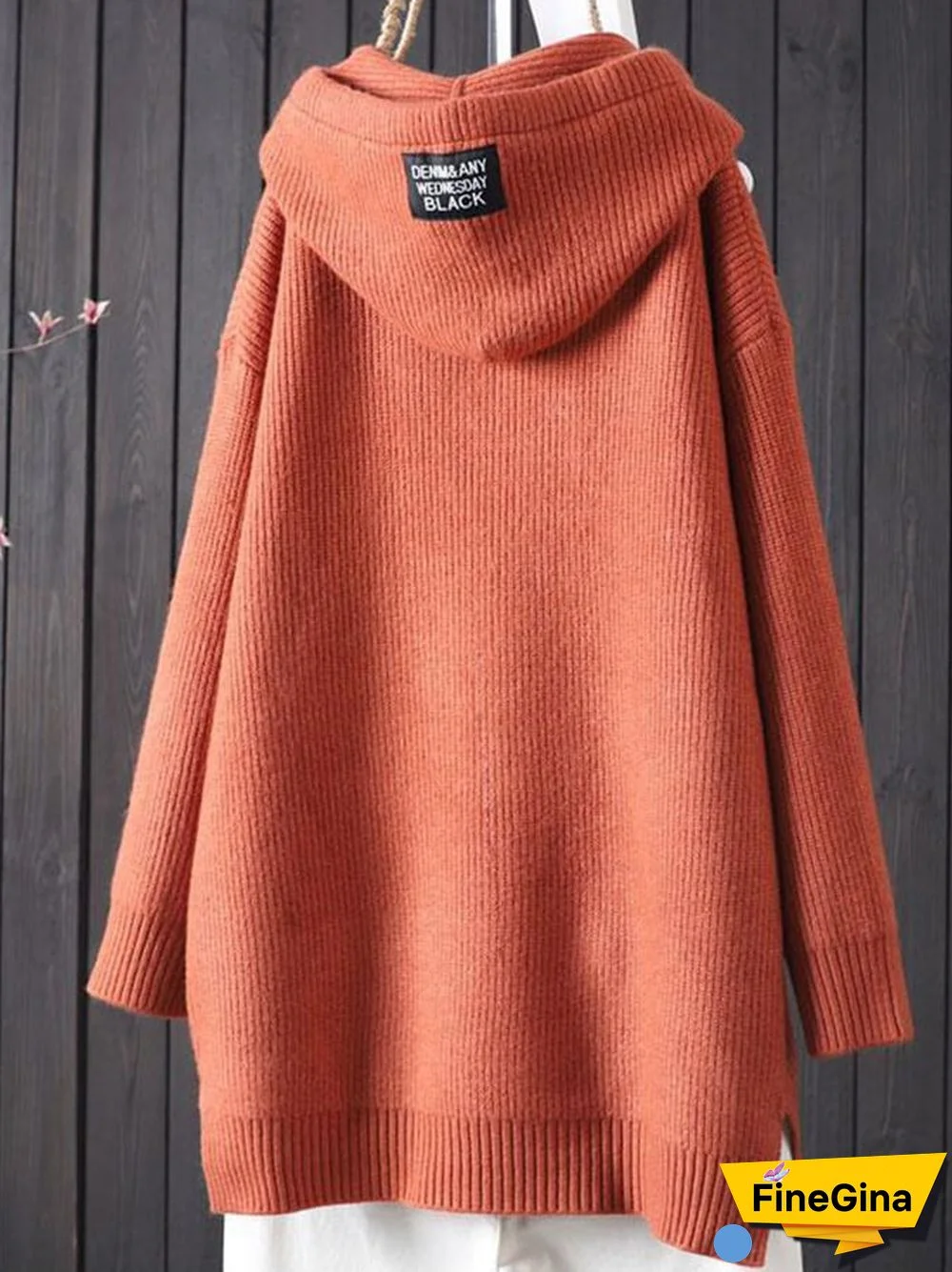 Women's Retro Literary Loose Casual Hooded Drawstring Pullover Sweater