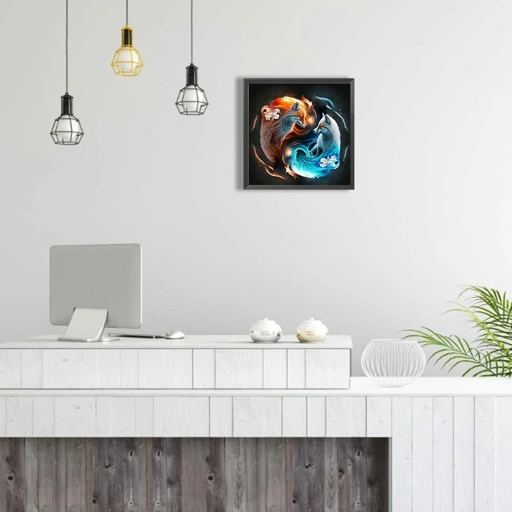 5D DIY Full Square Drill Diamond Painting Kit Fox Yin Yang Symbol Craft (F1290)