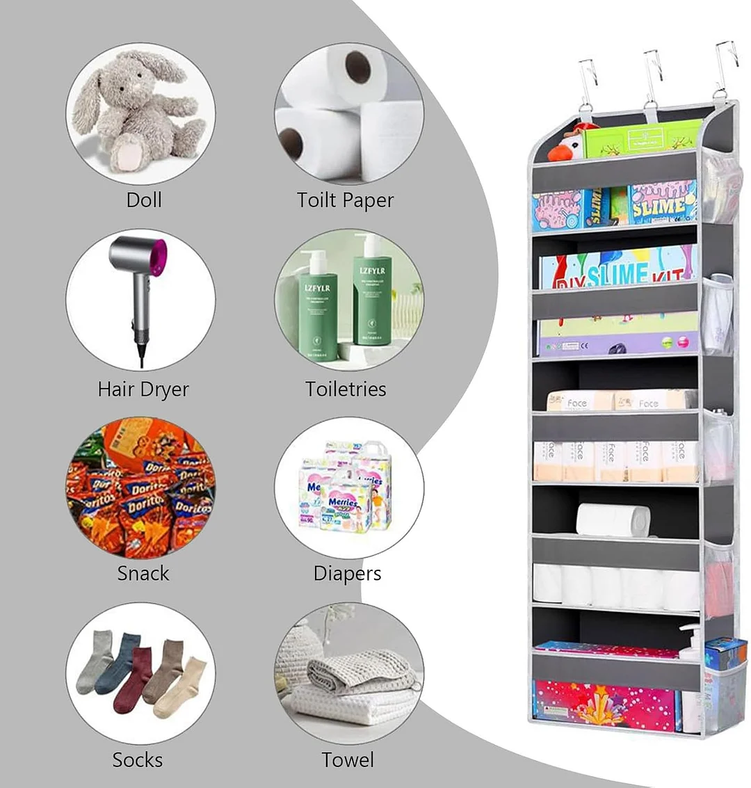 👍The Door Storage Organizer with 5 Pockets 10 Mesh Pockets
