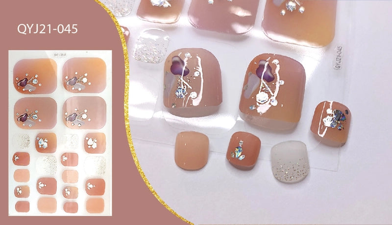 Explosions Foot Nail Stickers Summer Toenail Stickers Bronzing Imitation Diamond Nail Stickers Waterproof Foot Stickers
