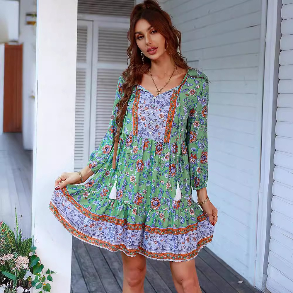 IO Dress 2024 Spring/Summer Bohemian Leisure Vacation Style Hoodie Short Skirt IO Dress