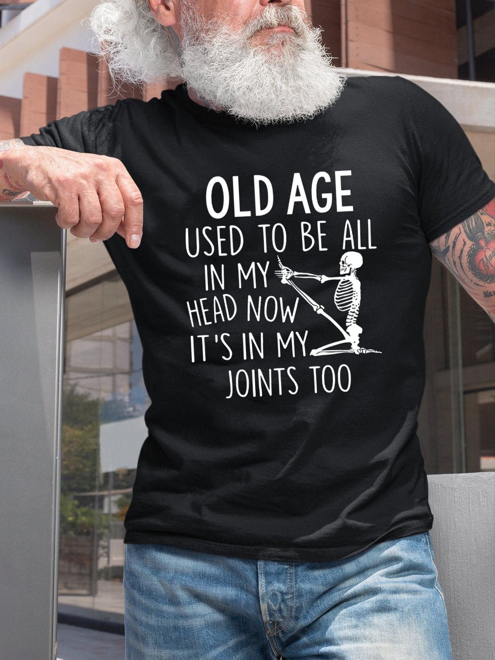 Old Age Funny Letter Skull Print T-shirt