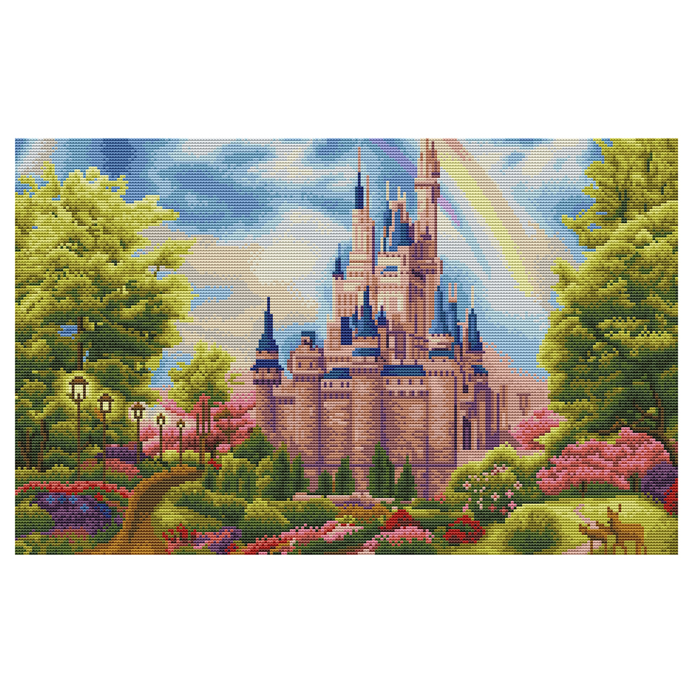 

Garden Castle - 11CT Stamped Cross Stitch - 40*60CM, 501 Original