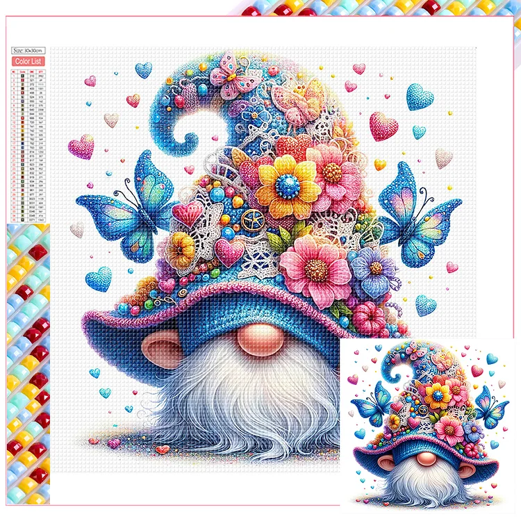 Butterfly Flower Gnome 30*30CM(Picture) Full Square Diamond Painting gbfke