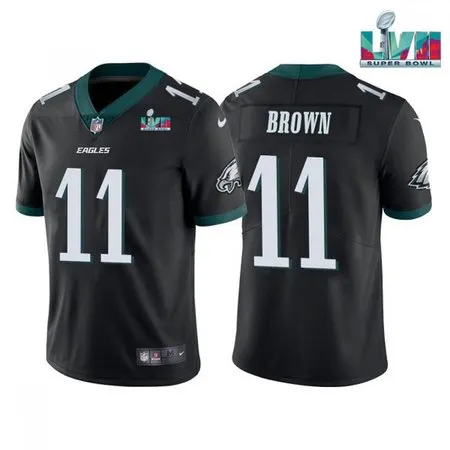 Men's Philadelphia Eagles #11 A.J. Brown Black Super Bowl LVII Patch Vapor Untouchable Limited Stitched Jersey UKBP