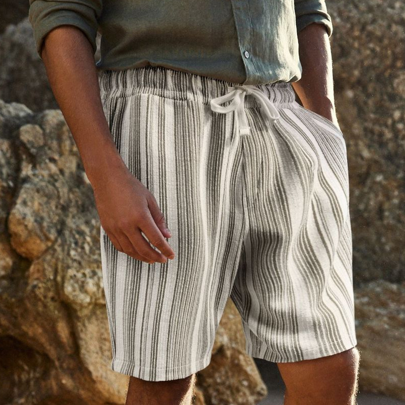 Men's Olive Green Cotton And Linen Straight Pants
