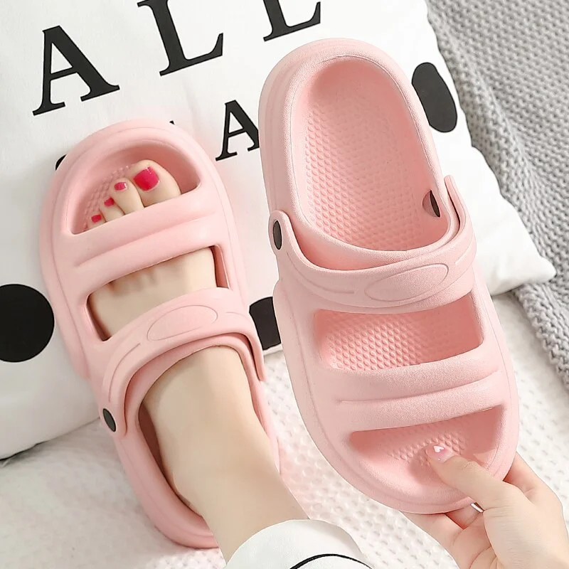 Summer Women Flip Flops Slippers Solid Thick EVA Platform Non-Slip Heel Sandals Home Outdoor Beach Couples Men's Ladies Shoes
