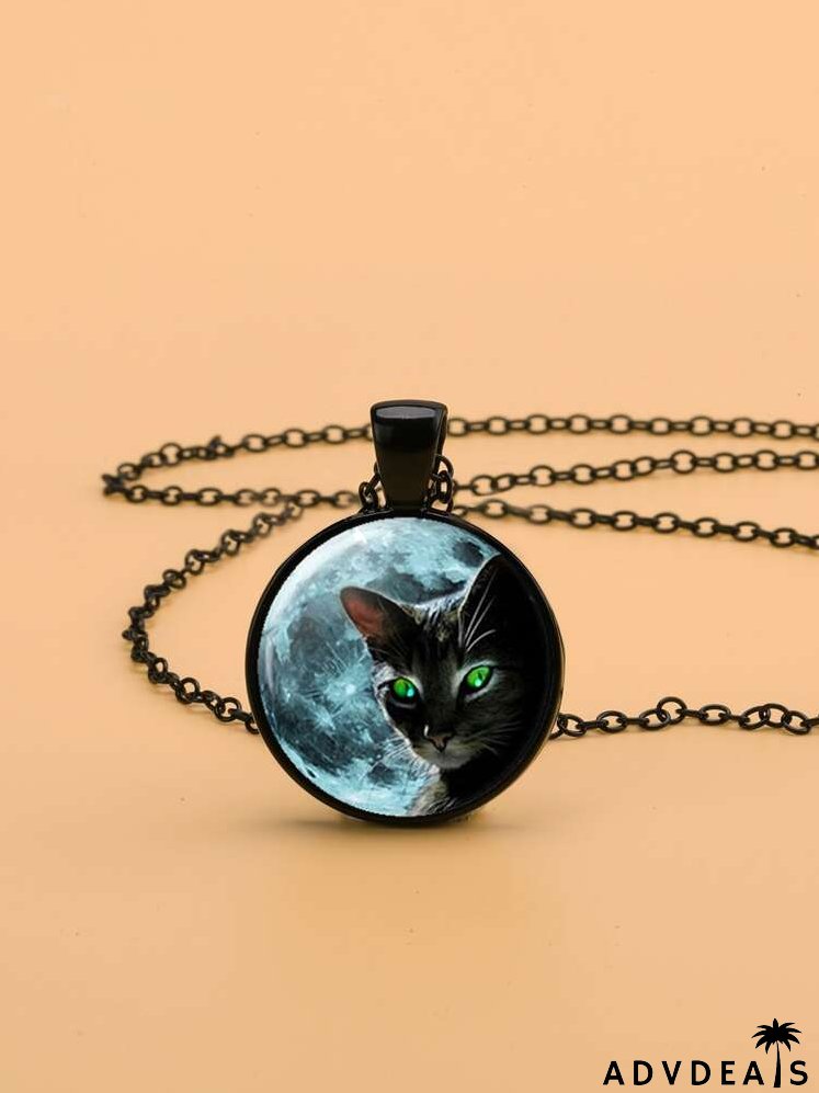 Cat Print Charm Necklace