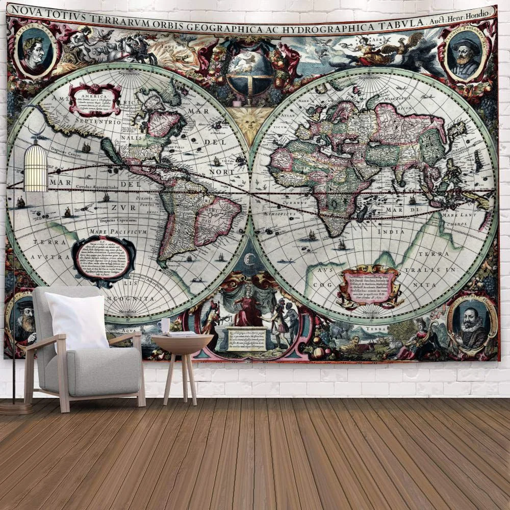 World Map 3D Print Polyester Geometric Wall Hanging Tapestry Decor Oil Painting Beach Towel Sleeping Pad Yoga Blanket Mat