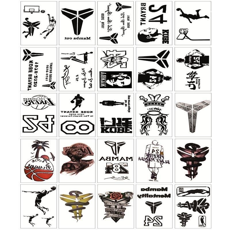 Gingf 25 Pieces/ Set 6*10.5cm Kobe Tattoo Stickers Jordan Arm Waterproof Men and Women Tattoo Stickers Basketball Star Tattoo Stickers
