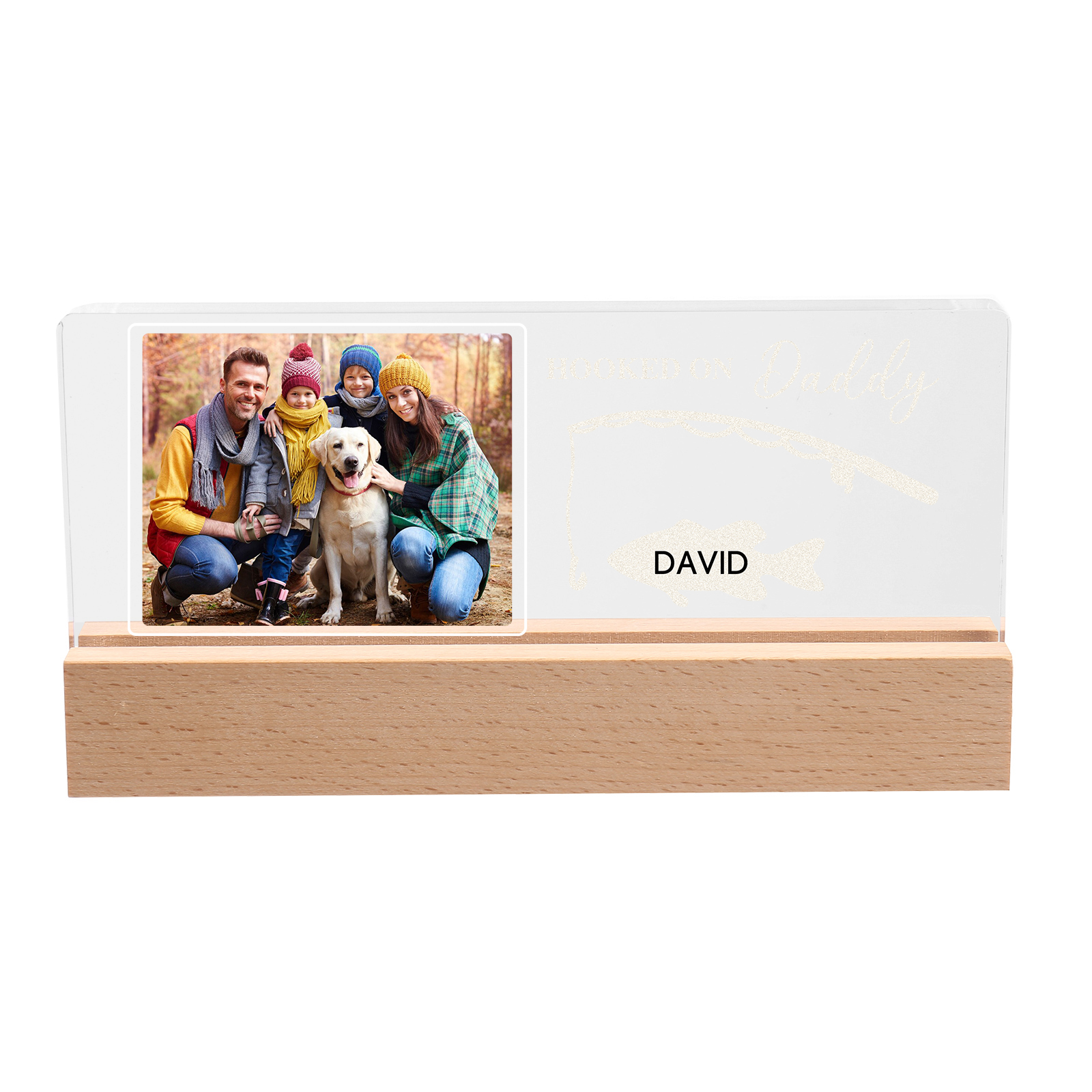 1 Name - Personalised Photo Fishing Pattern Desk Lamp Father's Day Gift For Dad