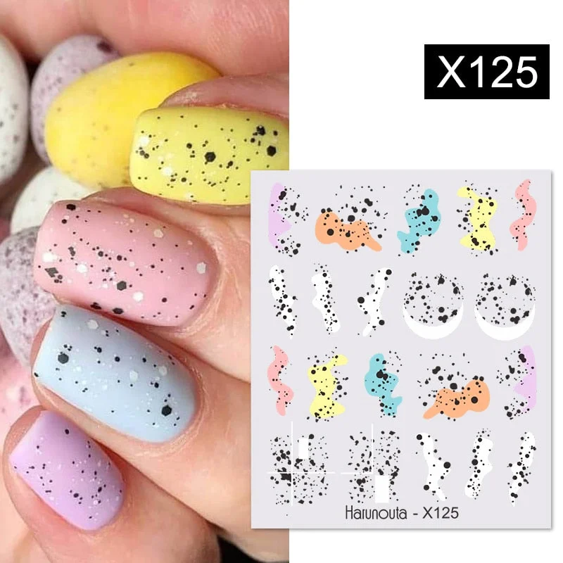 Harunouta Butterfly Flower Design Leaves Nail Water Decals Color Wave Geometric Line Charms Sliders Decoration Tips For Nail Art-Nail Inspo