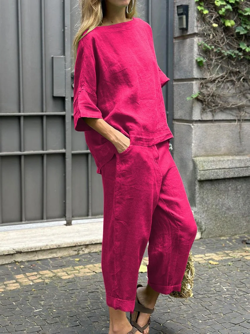 Women's Casual Cotton And Linen Suit