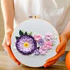 (Multi-Style) Flower-DIY Embroidery Kit with Pattern Cotton Threads Needles Hoop 30*30cm/11.81*11.81in