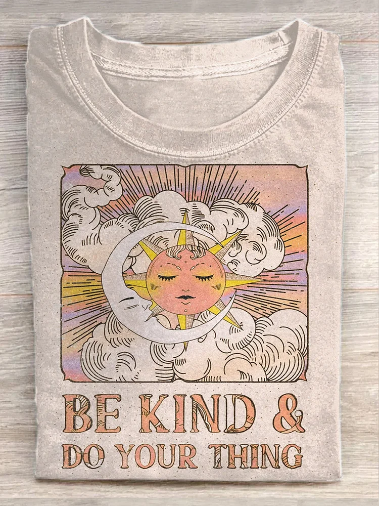 Unisex Be Kind Printed Casual Round Neck Short-Sleeved T-Shirt