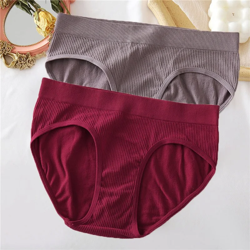 1/2PCS Seamless Panties Women Underwear Sexy Briefs Female Underpants Ladies Panties Intimate Lingerie Solid Color Girls Pantys