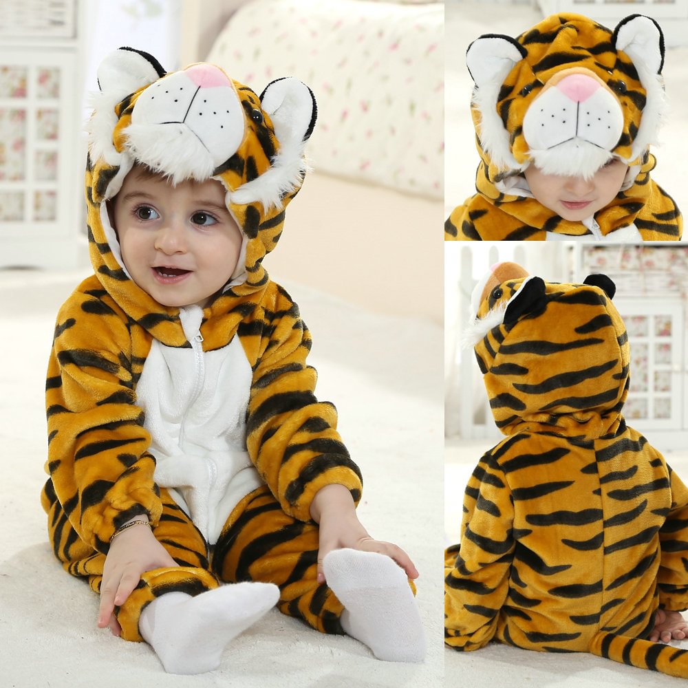 Cute Yellow Tiger Baby Infant Toddler Animal Onesie Costume-Pajamasbuy
