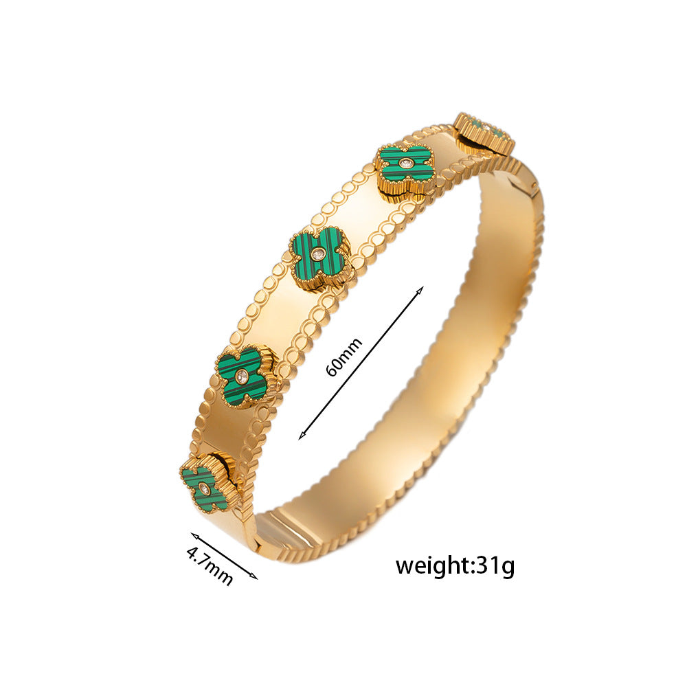 Titanium Steel Diamond Inlay Bangles