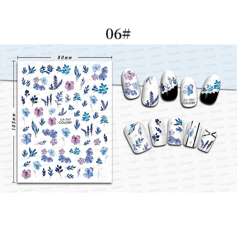 1 Sheet 3D Halloween Nail Sticker Christmas Skull Bone Snake Butterfly Maple Leaf Pattern Decals Manicures 3D Nail Decorations