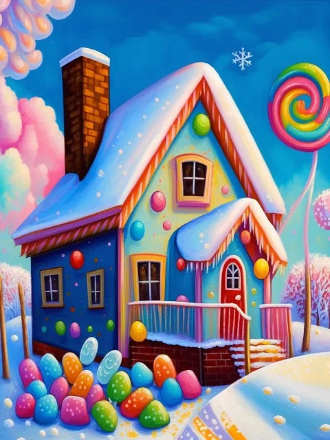 Christmas Candy House 40*60CM (Canvas) AB Round Drill Diamond Painting gbfke