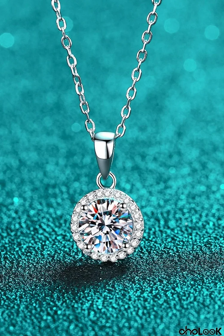 Chance to Charm 1 Carat Moissanite Round Pendant Chain Necklace