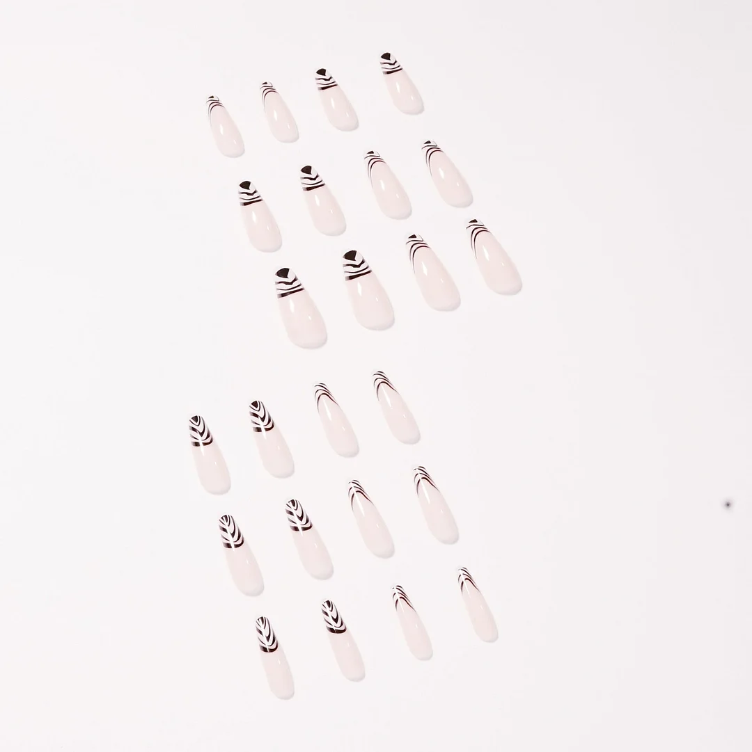 Fake Nails French Style Brindle Full Cover Fake Nails DIY Glue Press On Nails Nail Supplies For Professionals-Nail Inspo