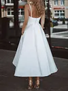 White Color Spaghetti-Neck Wedding Midi Dress