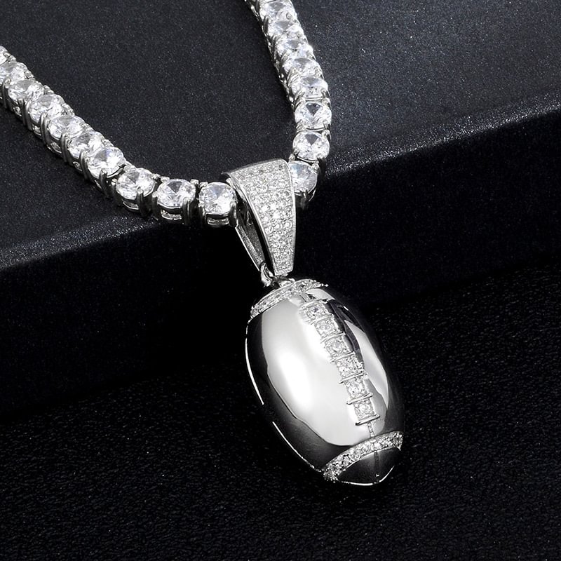 Hip Hop Iced Out CZ Football Soccer Necklaces Pendants-VESSFUL