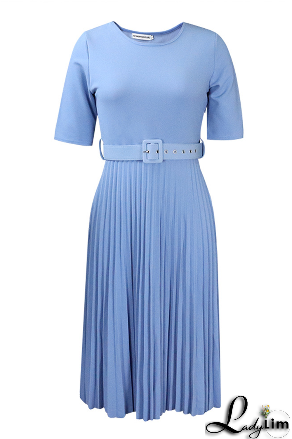 Red Casual Print Fold O Neck Waist Skirt Dresses