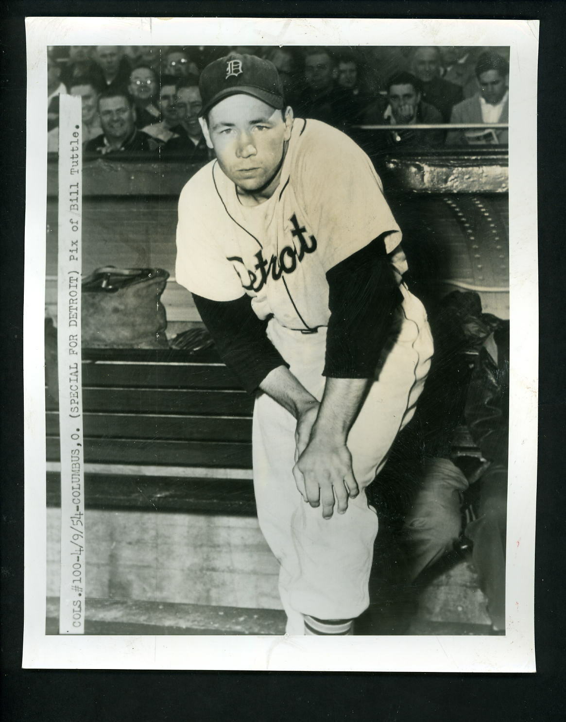 Bill Tuttle 1954 Press Photo Poster painting Detroit Tigers