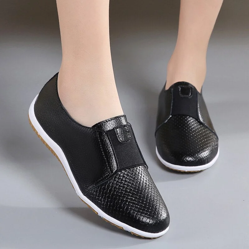 Women Genuine Leather Flat Shoes Woman Slip On Loafers Ladies Shoes Breathable Casual Flats Women's Moccasins Sneakers Women