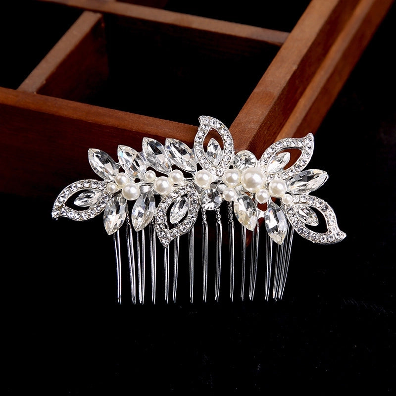 Alloy White Rhinestone Hair Comb Clip International Station Hot Pearl Flower Bridal Headdress Hair Accessories Bridal Accessories