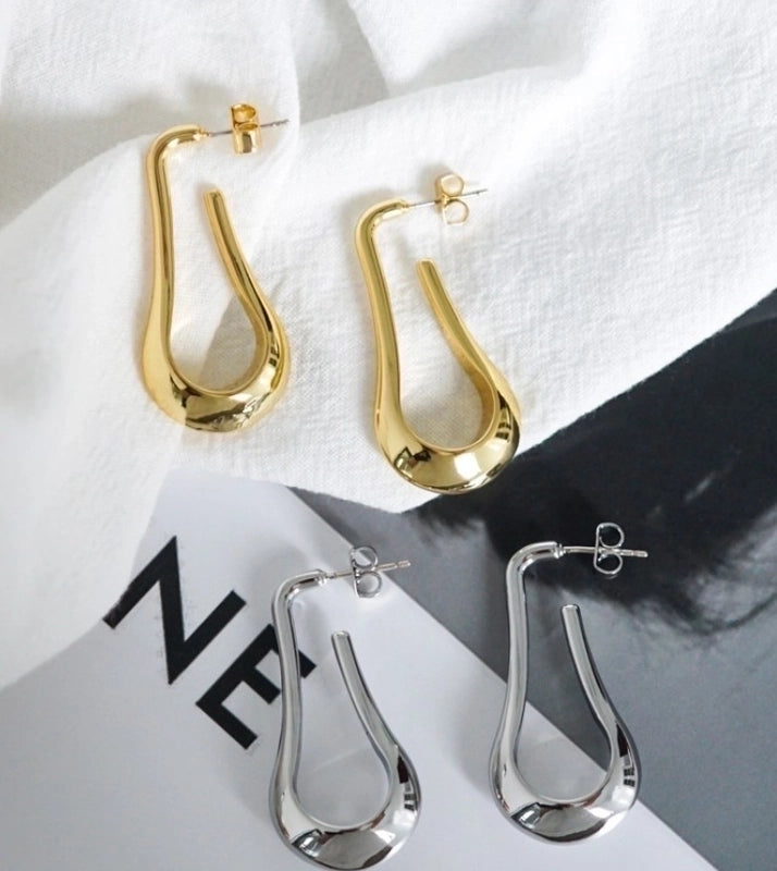 Minimalist Solid Color Plating 304 Stainless Steel Titanium Steel 18K Gold Plated Earrings