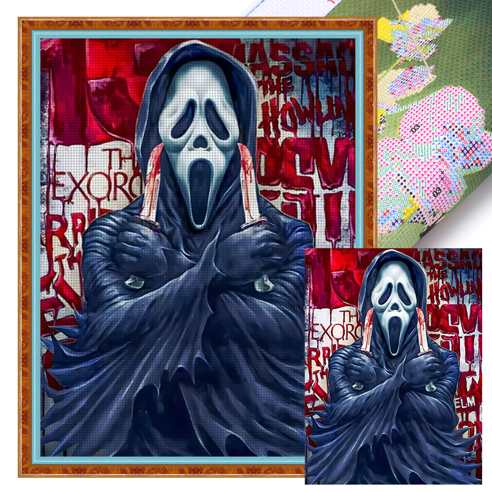 Horror Skeleton Full 11CT Pre-stamped Canvas(45*60cm) Cross Stitch