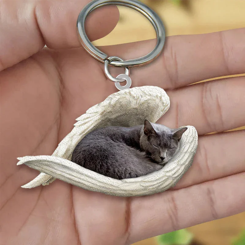 VigorDaily Sleeping Angel Acrylic Keychain Chartreux Cat