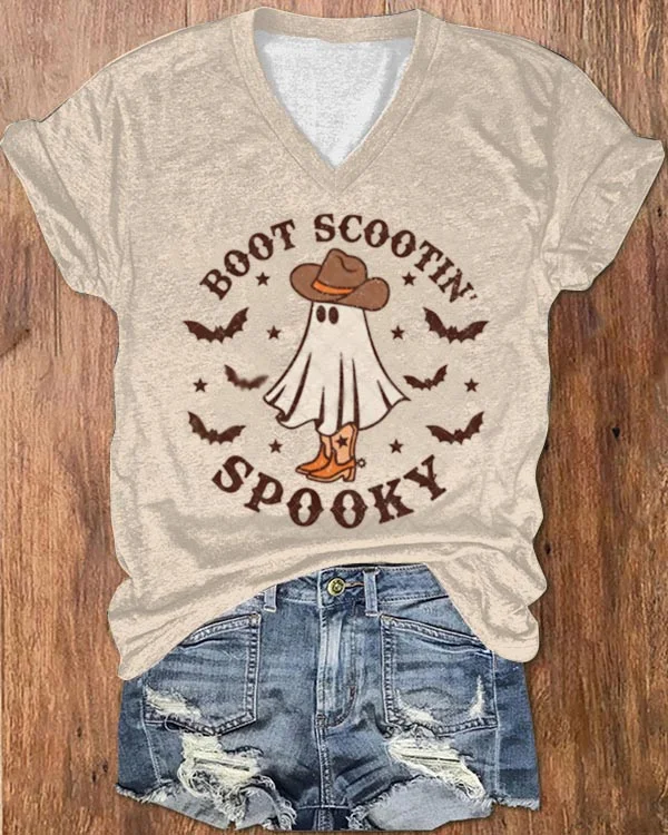 Vintage Western Halloween Boots Spooky T-Shirt