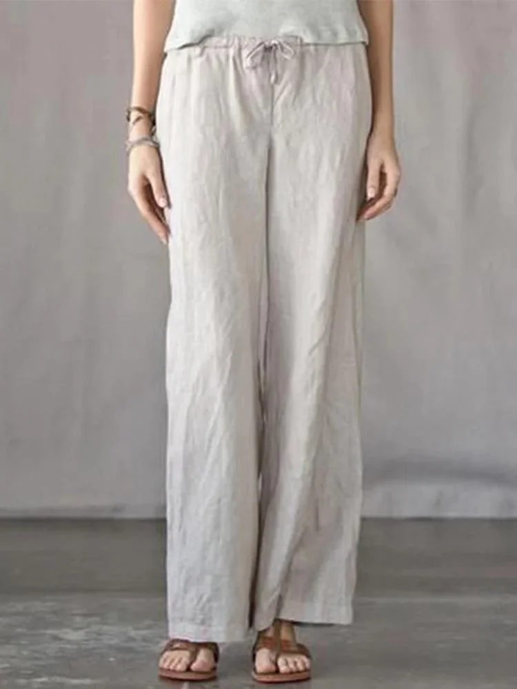 Pure Color Cotton Hemp Loose Casual Pants