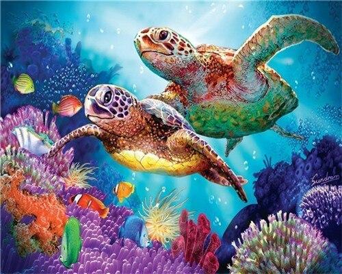 

Turtle Couple – Paint By Numbers - 40*50CM, 501 Original