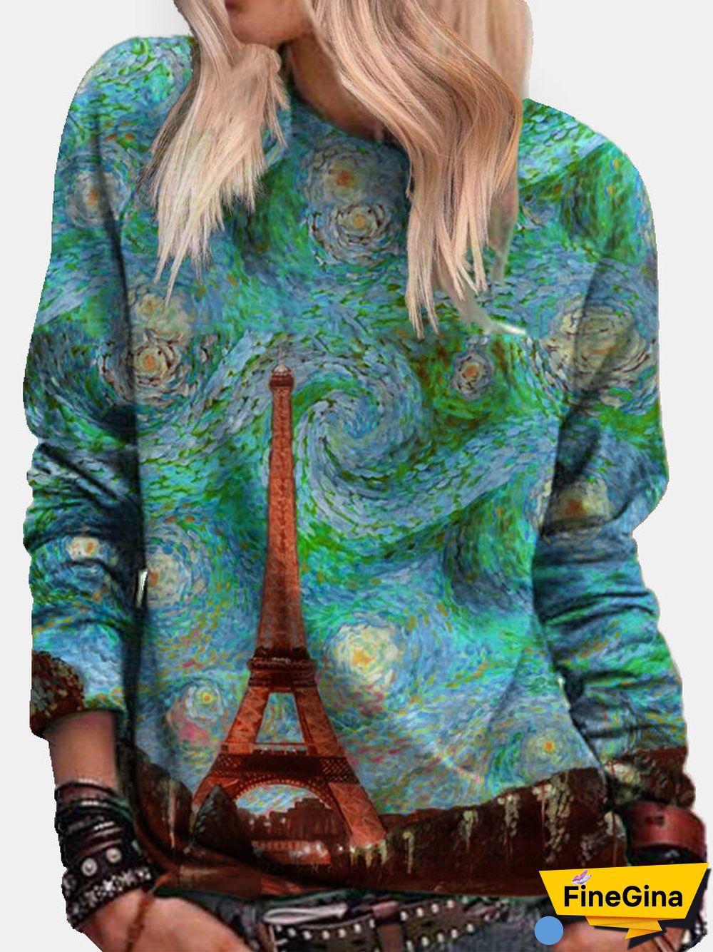 Abstract Printed O-neck Long Sleeve Sweatshirt