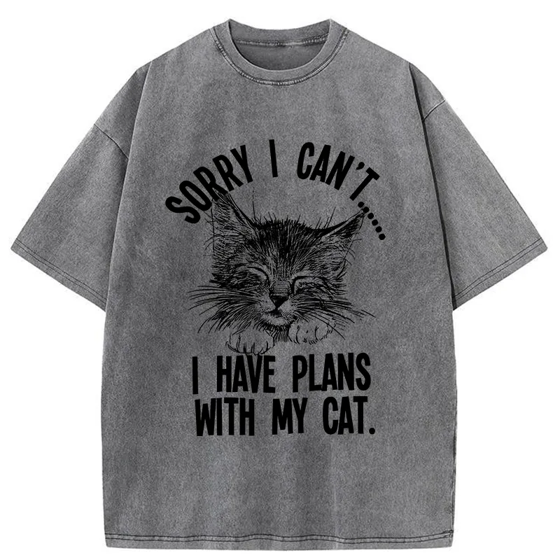 I Have An Agreement With My Cat Washed T-shirt artswardrobe