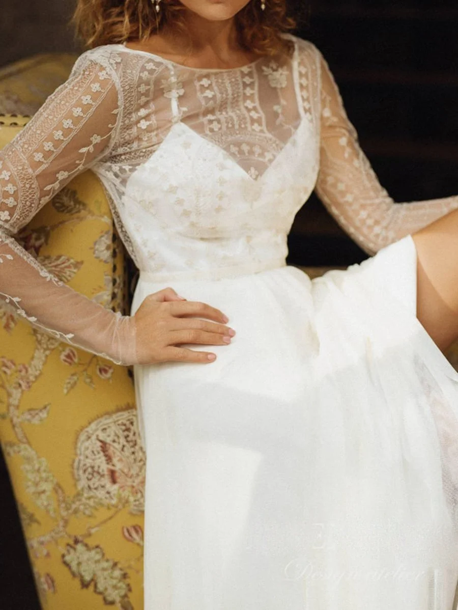 Long sleeve boho lace dress